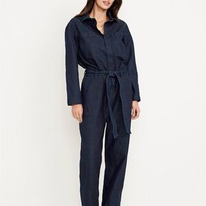 Old Navy Navy Blue Belted Jumpsuit